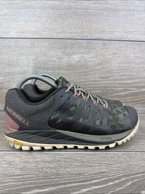 Merrell Antora 2 Women’s Sz 8 Olive Black Geometric Pink Accent Vibram Sneakers